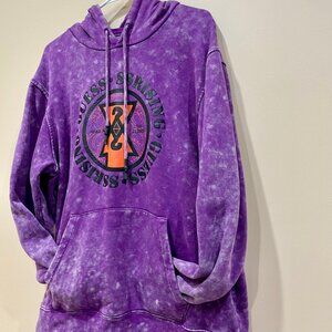 GUESS 88 RISING HOODIE SWEATSHIRT HEAD IN THE CLOUDS SZ L PURPLE ACID STREETWEAR